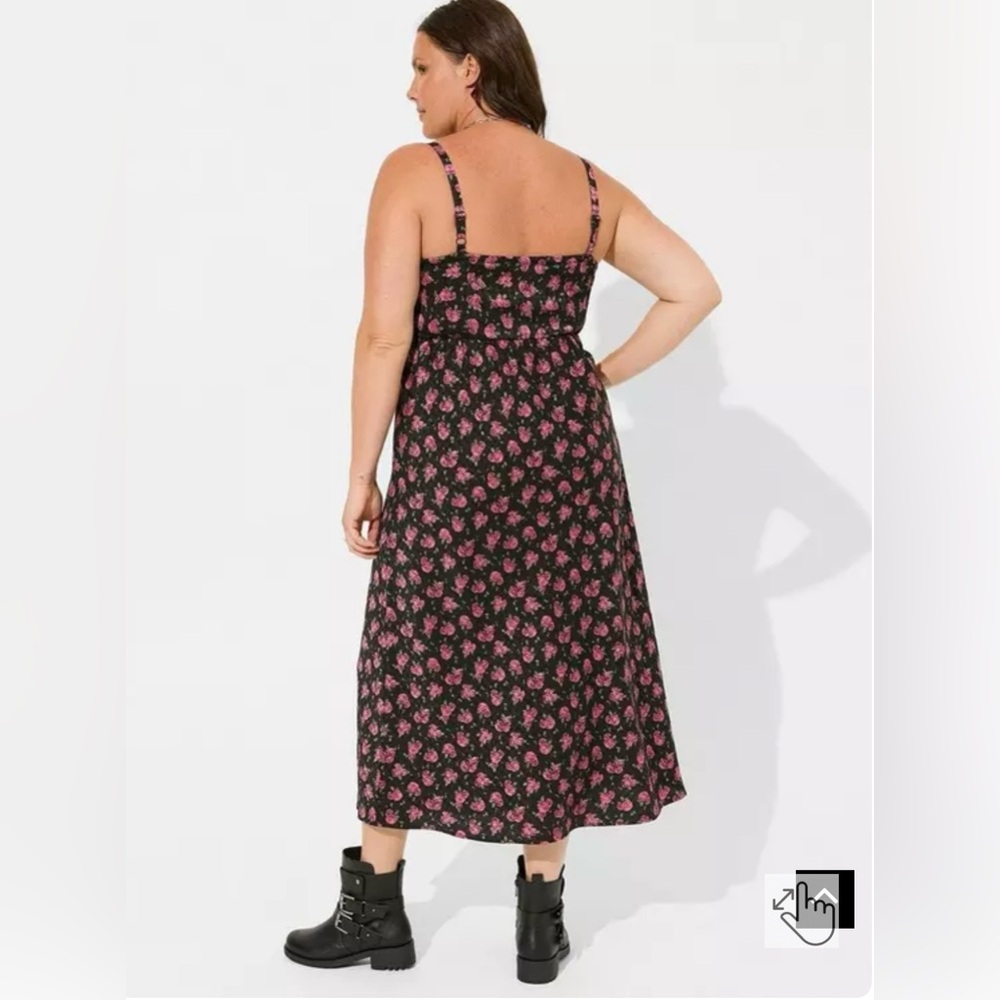 Torrid Tea Length Woven Jacquard Lace Trim Cami Dress Size 1X EUC - Picture 2 of 10